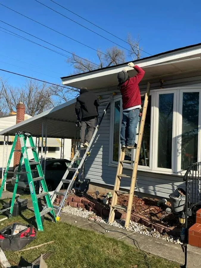 Restoration crew performing exterior repair in Lovejoy